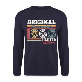Né en décembre 1965 Cadeau de 57e anniversaire - Sweat-shirt Unisexe - marine - Devant - Alina (178cm) & Michal (187cm)