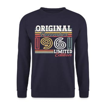 Born December 1961 61st birthday gift - Unisex Sweatshirt - navy - Front - Alina (178cm) & Michal (187cm)