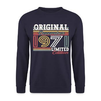 Original December 1971 51st Birthday Gift - Unisex Sweatshirt - navy - Front - Alina (178cm) & Michal (187cm)