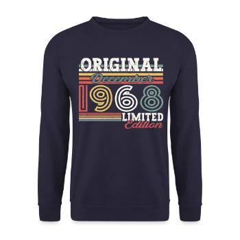 Original December 1968 54th Birthday Gift - Unisex Sweatshirt - navy - Front - Alina (178cm) & Michal (187cm)