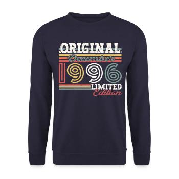 December Born 1996 26th birthday gift - Unisex Sweatshirt - navy - Front - Alina (178cm) & Michal (187cm)