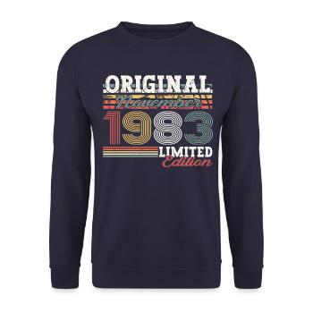 Original novembre 1983 Cadeau du 39e anniversaire - Sweat-shirt Unisexe - marine - Devant - Alina (178cm) & Michal (187cm)