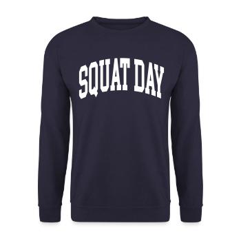Squat Day - Unisex Sweatshirt - navy - Front - Alina (178cm) & Michal (187cm)