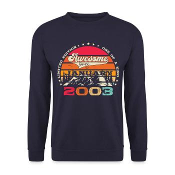 Année 2003 Janvier 20e anniversaire cadeau homme - Sweat-shirt Unisexe - marine - Devant - Alina (178cm) & Michal (187cm)