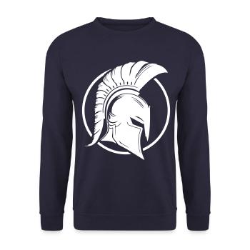 Spartaner Helm Krieger Sparta - Unisex Pullover - Navy - Vorne - Alina (178cm) & Michal (187cm)