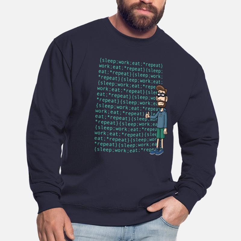 Programmierer mit Code: sleep, work, eat, repeat Unisex Pullover