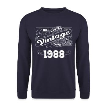 Né en 1988 35ème anniversaire Cadeau homme / femme - Sweat-shirt Unisexe - marine - Devant - Alina (178cm) & Michal (187cm)