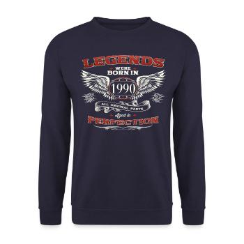 33rd birthday man legend vintage 1990 classic car - Unisex Sweatshirt - navy - Front - Alina (178cm) & Michal (187cm)