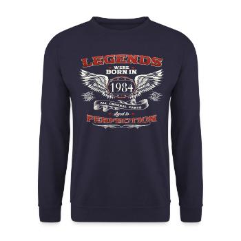 39e anniversaire homme légende né 1984 voiture classique - Sweat-shirt Unisexe - marine - Devant - Alina (178cm) & Michal (187cm)
