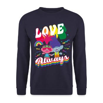 Trolls Love Always Rainbow Colours - Unisex Sweatshirt - navy - Front - Alina (178cm) & Michal (187cm)