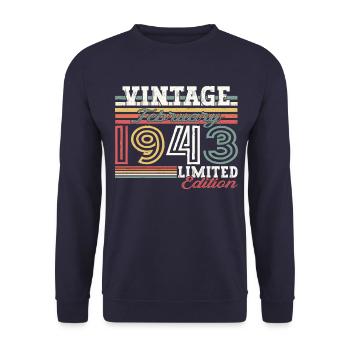 Millésime février millésime 1943 cadeau d’anniversaire - Sweat-shirt Unisexe - marine - Devant - Alina (178cm) & Michal (187cm)