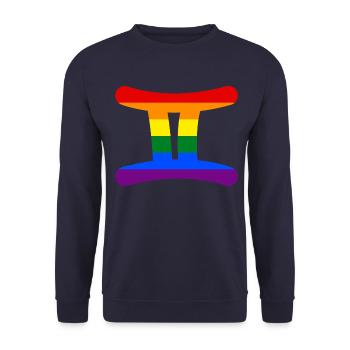 Sternzeichen Zwillinge LGBT - Unisex Pullover - Navy - Vorne - Alina (178cm) & Michal (187cm)
