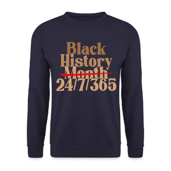 Black History Month 24/7/365 - Unisex Sweatshirt - navy - Front - Alina (178cm) & Michal (187cm)