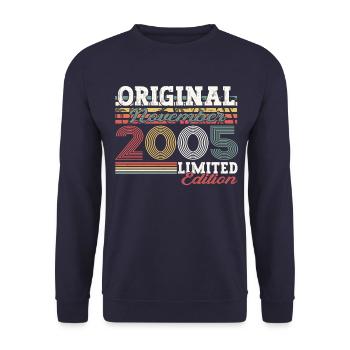 Original November 2005 17th Birthday Gift - Unisex Sweatshirt - navy - Front - Alina (178cm) & Michal (187cm)