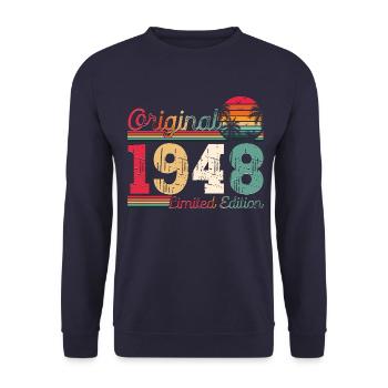 Né en 1948 75e anniversaire Cadeau homme / femme - Sweat-shirt Unisexe - marine - Devant - Alina (178cm) & Michal (187cm)