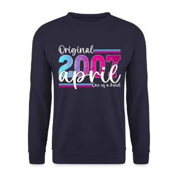 16. Geburtstag Frau Magenta April Jahrgang 2007 - Unisex Pullover - Navy - Vorne - Alina (178cm) & Michal (187cm)