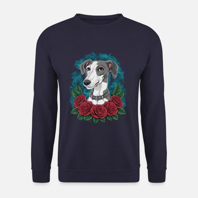 Cute greyhound with pretty roses - Unisex Sweatshirt - navy