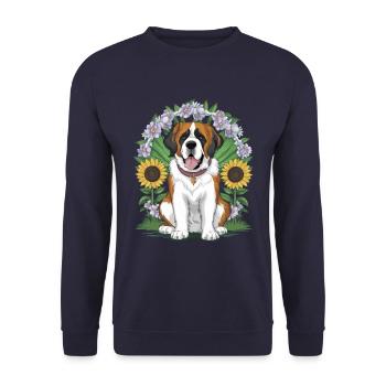 Saint-Bernard aux tournesols - Sweat-shirt Unisexe - marine - Devant - Alina (178cm) & Michal (187cm)