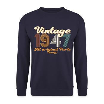 Original vintage 1947 75th birthday gift - Unisex Sweatshirt - navy - Front - Alina (178cm) & Michal (187cm)