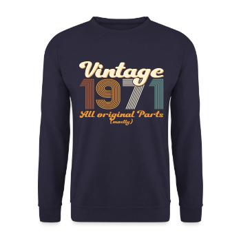 Original vintage 1971 51st birthday gift - Unisex Sweatshirt - navy - Front - Alina (178cm) & Michal (187cm)