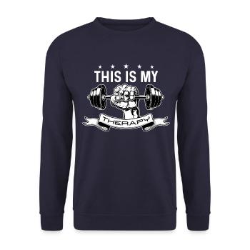 Workout, Fitness, Gym, Workout, Sports, Fun - Unisex Sweatshirt - navy - Front - Alina (178cm) & Michal (187cm)