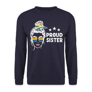 LGBT Stolze Schwester - Unisex Pullover - Navy - Vorne - Alina (178cm) & Michal (187cm)