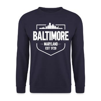Baltimore - Unisex Sweatshirt - navy - Front - Alina (178cm) & Michal (187cm)