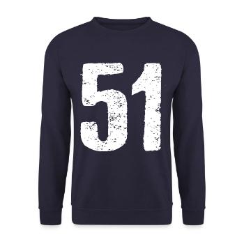 51 Zahl Vintage - Unisex Pullover - Navy - Vorne - Alina (178cm) & Michal (187cm)