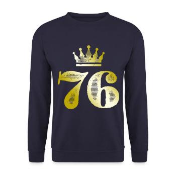 76 Number Crown Gold - Unisex Sweatshirt - navy - Front - Alina (178cm) & Michal (187cm)