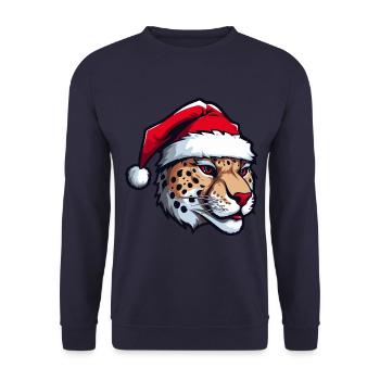 Tête de guépard Noël Noël - Sweat-shirt Unisexe - marine - Devant - Alina (178cm) & Michal (187cm)