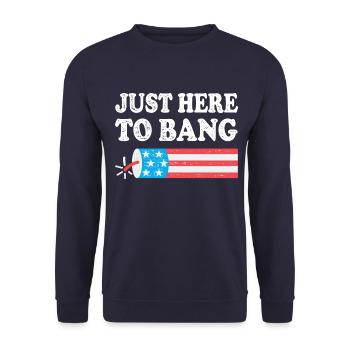 Just Here To Bang - Unisex Pullover - Navy - Vorne - Alina (178cm) & Michal (187cm)