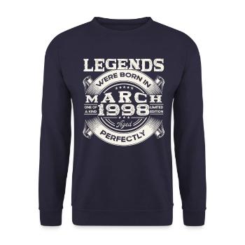 Mars Né 1998 25ème anniversaire Homme Légendaire 98 - Sweat-shirt Unisexe - marine - Devant - Alina (178cm) & Michal (187cm)