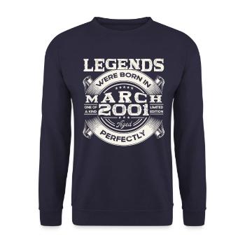 March Born 2001 22nd birthday Man Legendary 01 - Unisex Sweatshirt - navy - Front - Alina (178cm) & Michal (187cm)