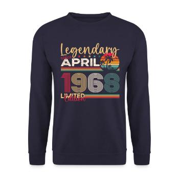 55e anniversaire homme April Né en 1968 Légendaire - Sweat-shirt Unisexe - marine - Devant - Alina (178cm) & Michal (187cm)
