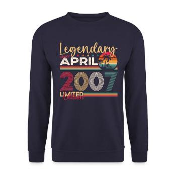 16th birthday man April Born 2007 Legendary - Unisex Sweatshirt - navy - Front - Alina (178cm) & Michal (187cm)
