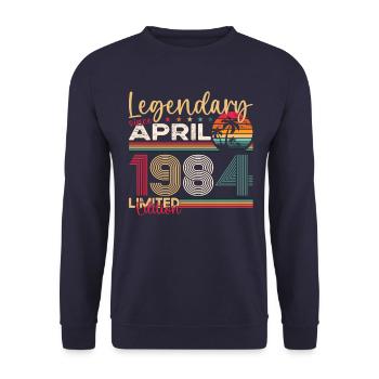 39e anniversaire homme April Né en 1984 Légendaire - Sweat-shirt Unisexe - marine - Devant - Alina (178cm) & Michal (187cm)