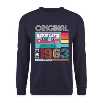 60ème anniversaire homme femme cassette mai vintage 1963 - Sweat-shirt Unisexe - marine - Devant - Alina (178cm) & Michal (187cm)