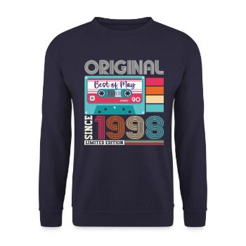 25 Birthday Man Woman Cassette May Year 1998 - Unisex Sweatshirt - navy - Front - Alina (178cm) & Michal (187cm)