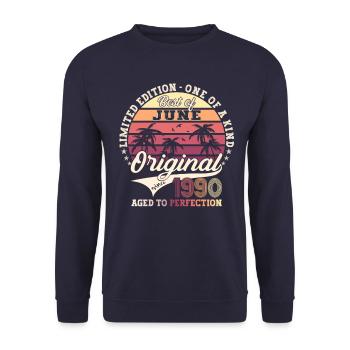33rd Birthday Man Original June Vintage 1990 - Unisex Sweatshirt - navy - Front - Alina (178cm) & Michal (187cm)