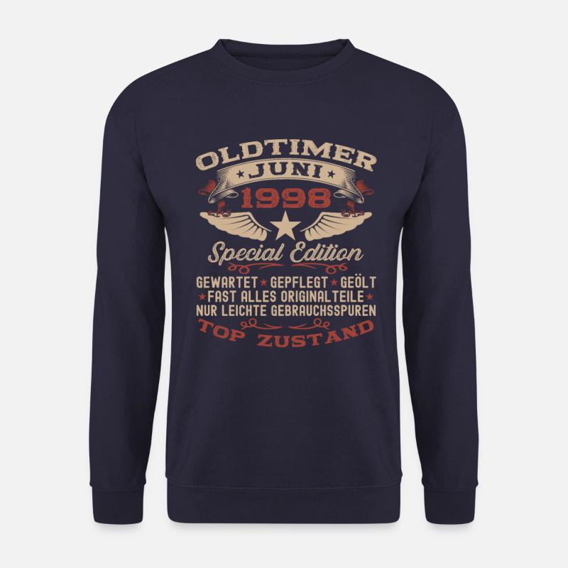 25. Geburtstag Mann Juni Jahrgang 1998 Oldtimer - Unisex Pullover - Navy