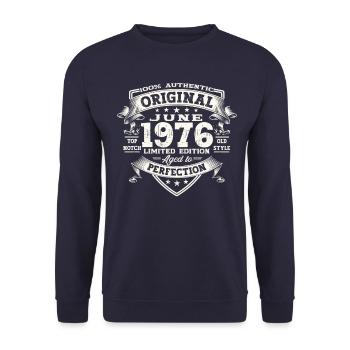 47. Geburtstag Mann Juni Jahrgang 1976 Original - Unisex Pullover - Navy - Vorne - Alina (178cm) & Michal (187cm)