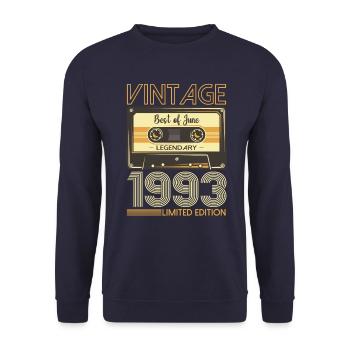 30 Birthday Man Cassette June Year 1993 - Unisex Sweatshirt - navy - Front - Alina (178cm) & Michal (187cm)