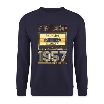 66 Birthday Man Cassette June Year 1957 - Unisex Sweatshirt - navy - Front - Alina (178cm) & Michal (187cm)