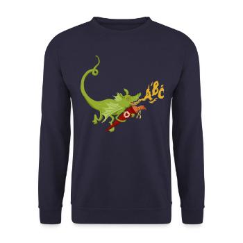Drache mit Schultüte ABC-Flammen - Unisex Pullover - Navy - Vorne - Alina (178cm) & Michal (187cm)