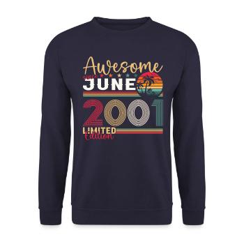 22nd Birthday Man June Vintage 2001 Awesome - Unisex Sweatshirt - navy - Front - Alina (178cm) & Michal (187cm)