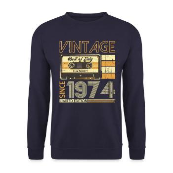 49th Birthday Man Original July Vintage 1974 - Unisex Sweatshirt - navy - Front - Alina (178cm) & Michal (187cm)
