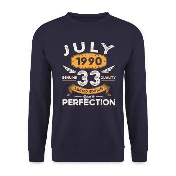 33rd Birthday Man Legendary July Vintage 1990 - Unisex Sweatshirt - navy - Front - Alina (178cm) & Michal (187cm)