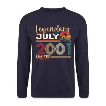22nd Birthday Man Legendary July Vintage 2001 - Unisex Sweatshirt - navy - Front - Alina (178cm) & Michal (187cm)