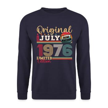 47th Birthday Man July Year 1976 Cassette - Unisex Sweatshirt - navy - Front - Alina (178cm) & Michal (187cm)