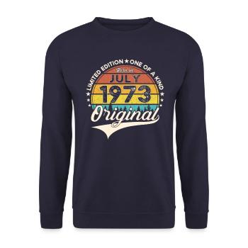 50th Birthday Man Born In July Born 1973 - Unisex Sweatshirt - navy - Front - Alina (178cm) & Michal (187cm)